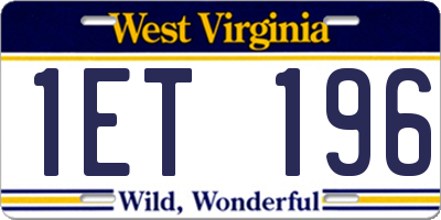 WV license plate 1ET196