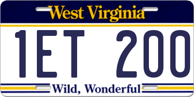 WV license plate 1ET200