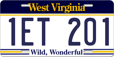 WV license plate 1ET201