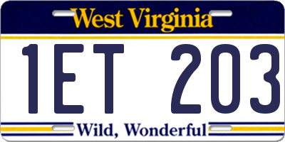 WV license plate 1ET203