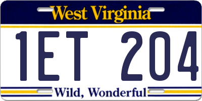 WV license plate 1ET204