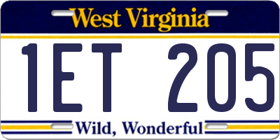 WV license plate 1ET205