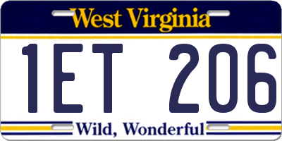 WV license plate 1ET206