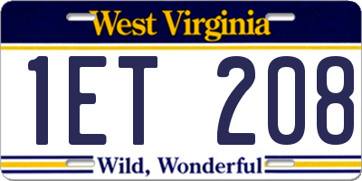 WV license plate 1ET208