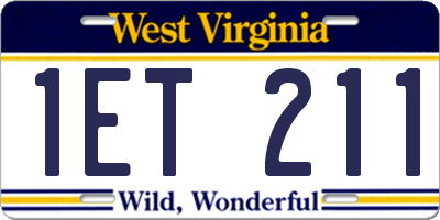 WV license plate 1ET211