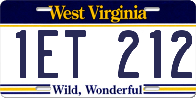 WV license plate 1ET212