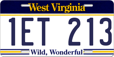 WV license plate 1ET213