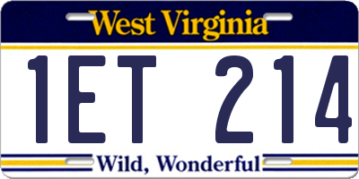 WV license plate 1ET214