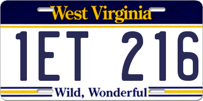 WV license plate 1ET216