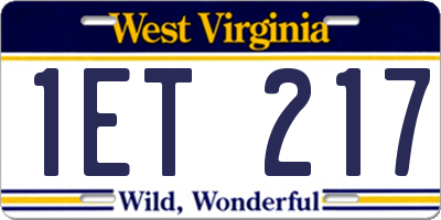 WV license plate 1ET217
