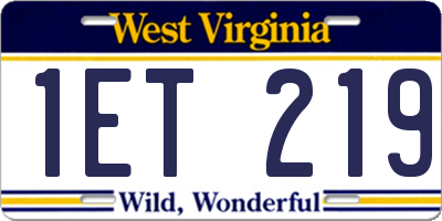 WV license plate 1ET219