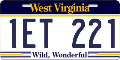 WV license plate 1ET221
