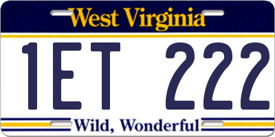 WV license plate 1ET222