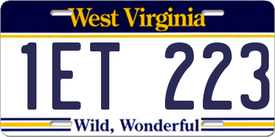 WV license plate 1ET223