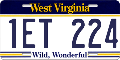 WV license plate 1ET224