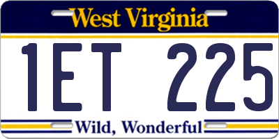 WV license plate 1ET225