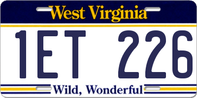WV license plate 1ET226