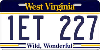 WV license plate 1ET227