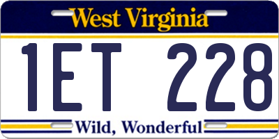 WV license plate 1ET228
