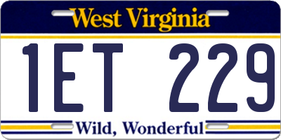 WV license plate 1ET229