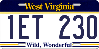 WV license plate 1ET230