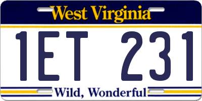 WV license plate 1ET231