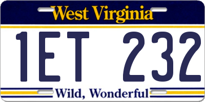 WV license plate 1ET232