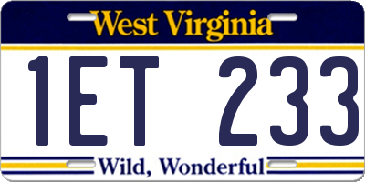WV license plate 1ET233