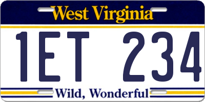 WV license plate 1ET234