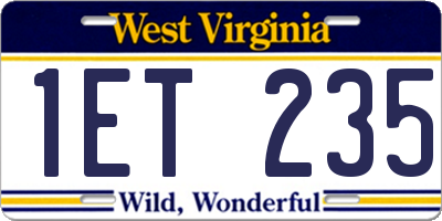 WV license plate 1ET235