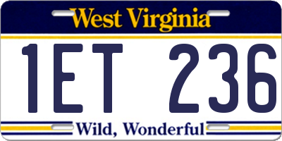 WV license plate 1ET236