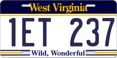WV license plate 1ET237
