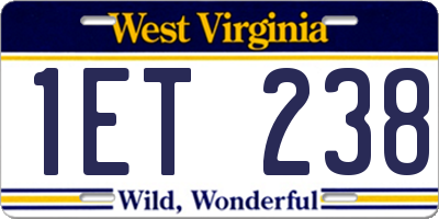 WV license plate 1ET238