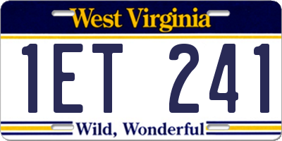 WV license plate 1ET241