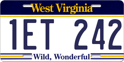 WV license plate 1ET242