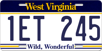 WV license plate 1ET245
