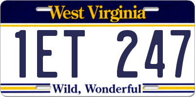 WV license plate 1ET247