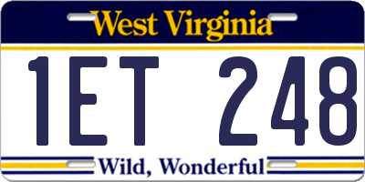 WV license plate 1ET248
