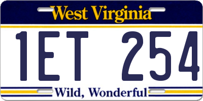 WV license plate 1ET254