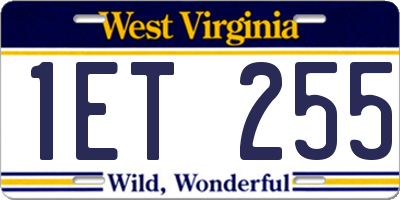 WV license plate 1ET255