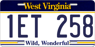 WV license plate 1ET258