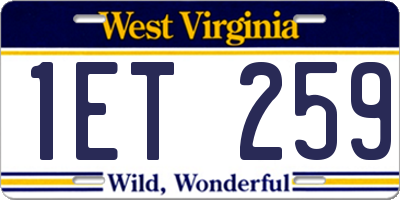 WV license plate 1ET259