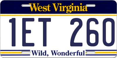 WV license plate 1ET260