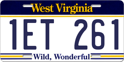 WV license plate 1ET261
