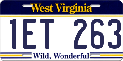 WV license plate 1ET263