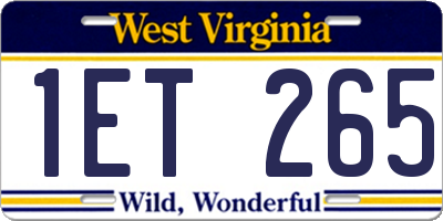 WV license plate 1ET265