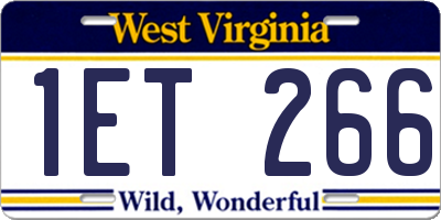 WV license plate 1ET266
