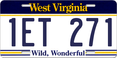 WV license plate 1ET271
