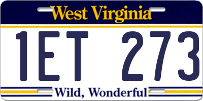 WV license plate 1ET273
