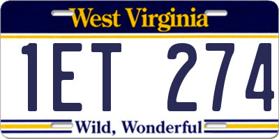 WV license plate 1ET274